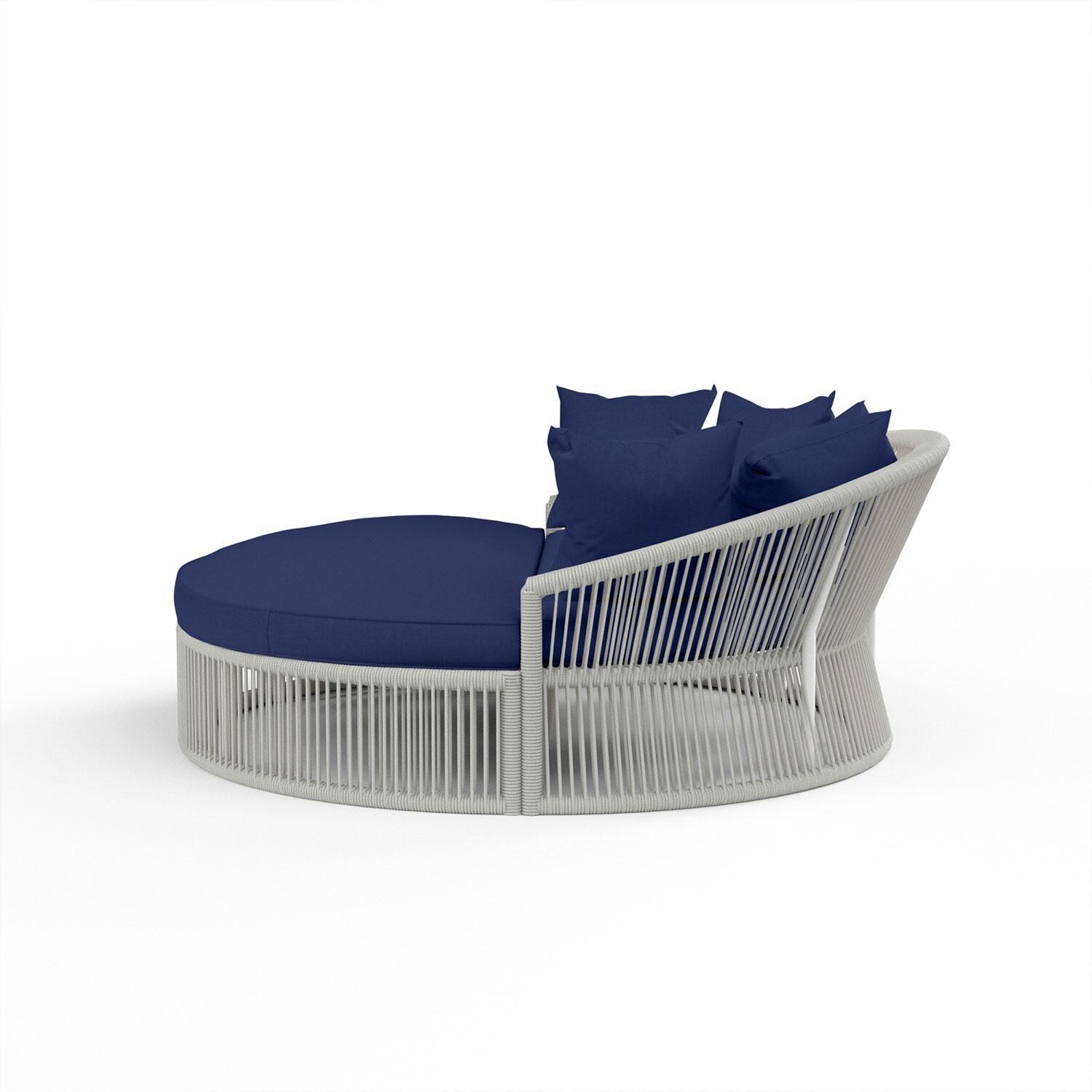 Miami Olefin Rope Patio Daybed in Echo Midnight w/ Self Welt by Sunset West - Side View - White Background thumbnail
