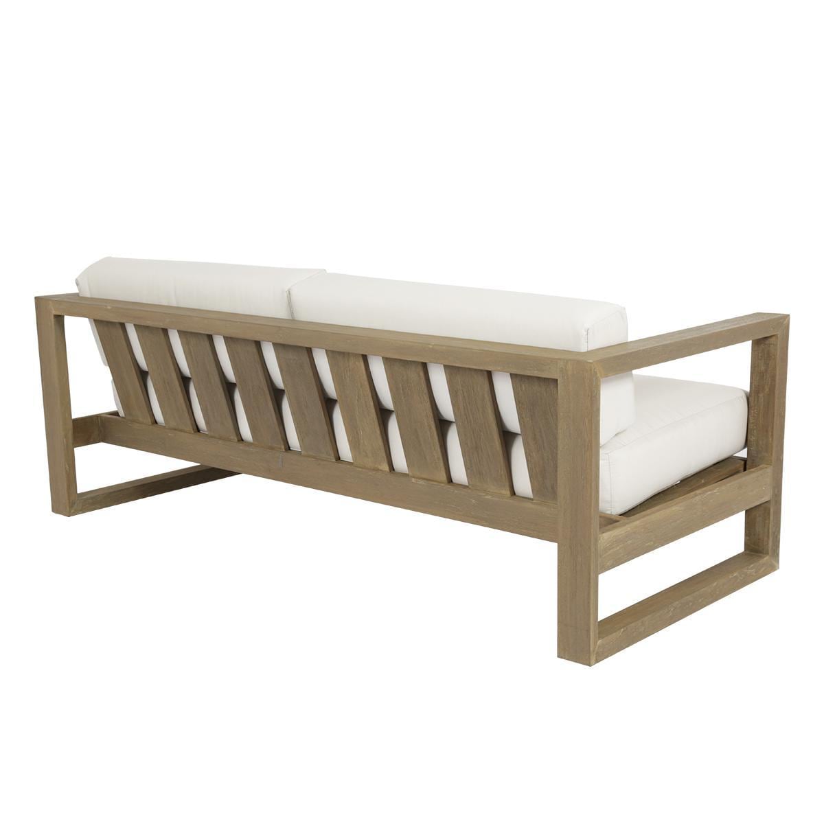 Sunset West - 5501-23-5453 - Coastal Teak Patio Sofa W/ Sunbrella Canvas Canvas Cushions - Rear View - White Background thumbnail