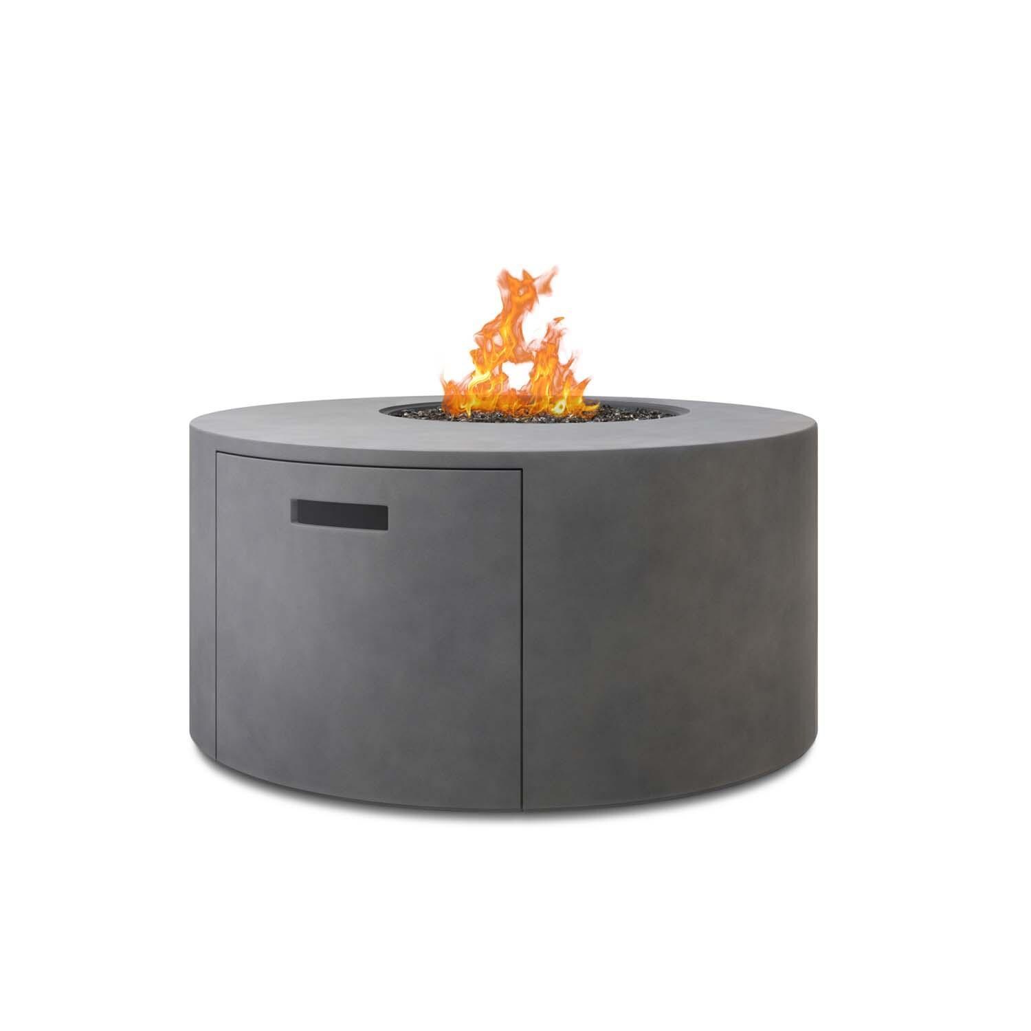 Bellino 42 Inch Round Aluminum Propane Fire Pit w/ Lid in Concrete Grey by Ebel - White Background thumbnail