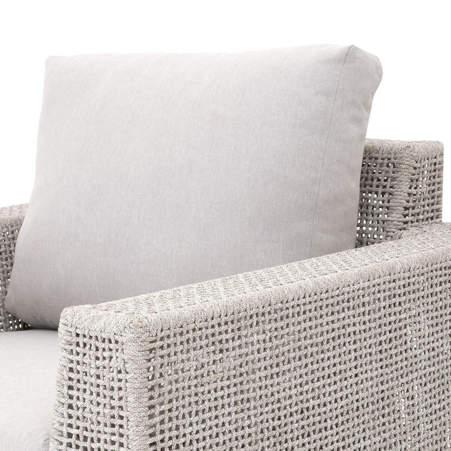 Lakeview Ranch Pointe Woven Rope Sofa Chair in Taupe & White - Back Detail thumbnail