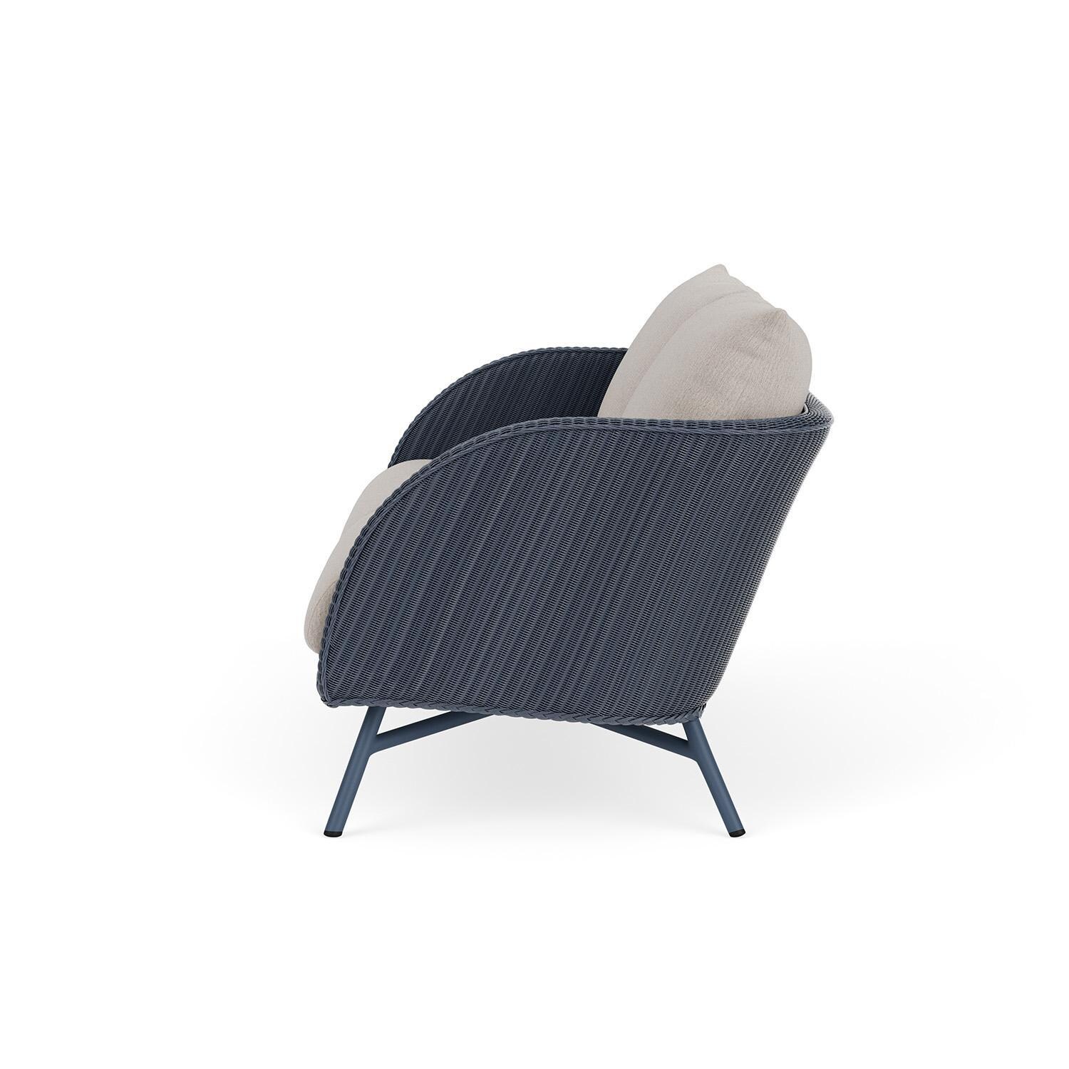 Lloyd Flanders Essence Loveseat W/Tundra Dove Fabric - Denim Blue Finish - Side thumbnail