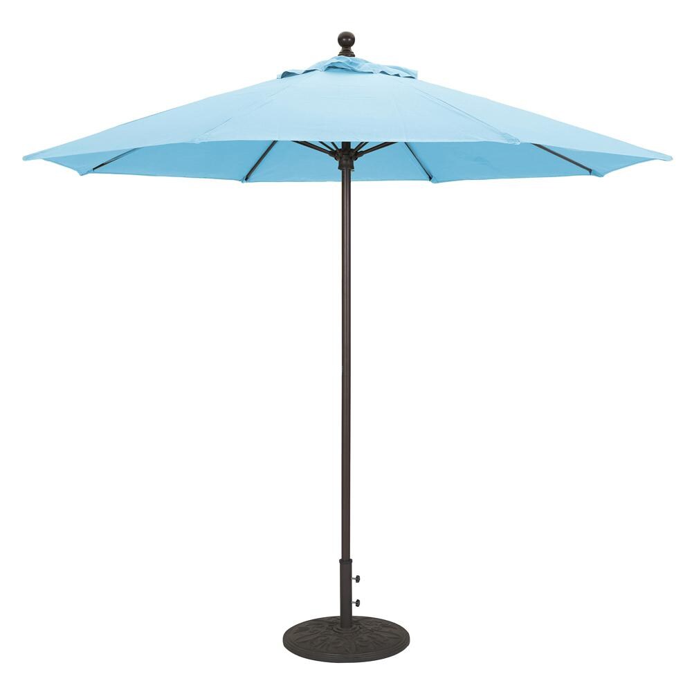 Galtech 9 Ft. Octagonal Aluminum Patio Umbrella W/ Manual Lift - Black Frame W/ Air Blue Sunbrella Fabric (Umbrella Base Not Included) thumbnail
