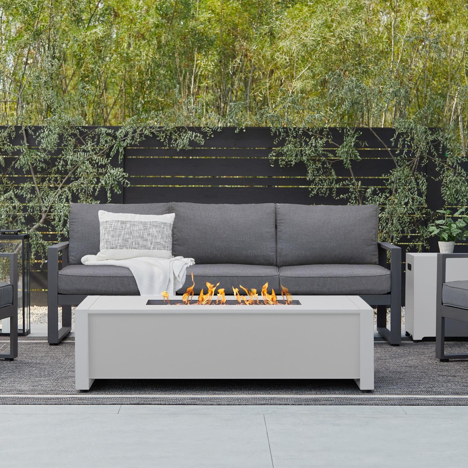 Real Flame Keenan 52-Inch Rectangle Propane Gas Fire Table - White - 6340LP-WHT image