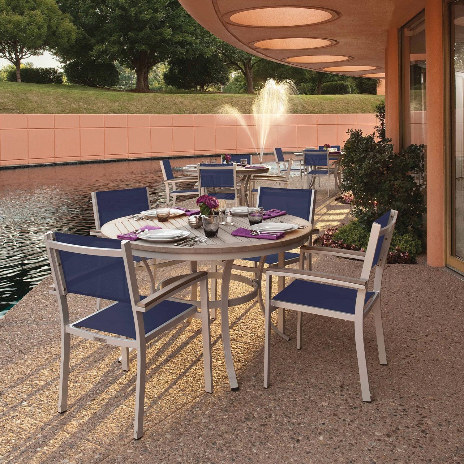 Travira 5 Pc Powder-Coated Aluminum Dining Set W/ Round Table in Ink Pen/Vintage/Flint By Oxford Garden