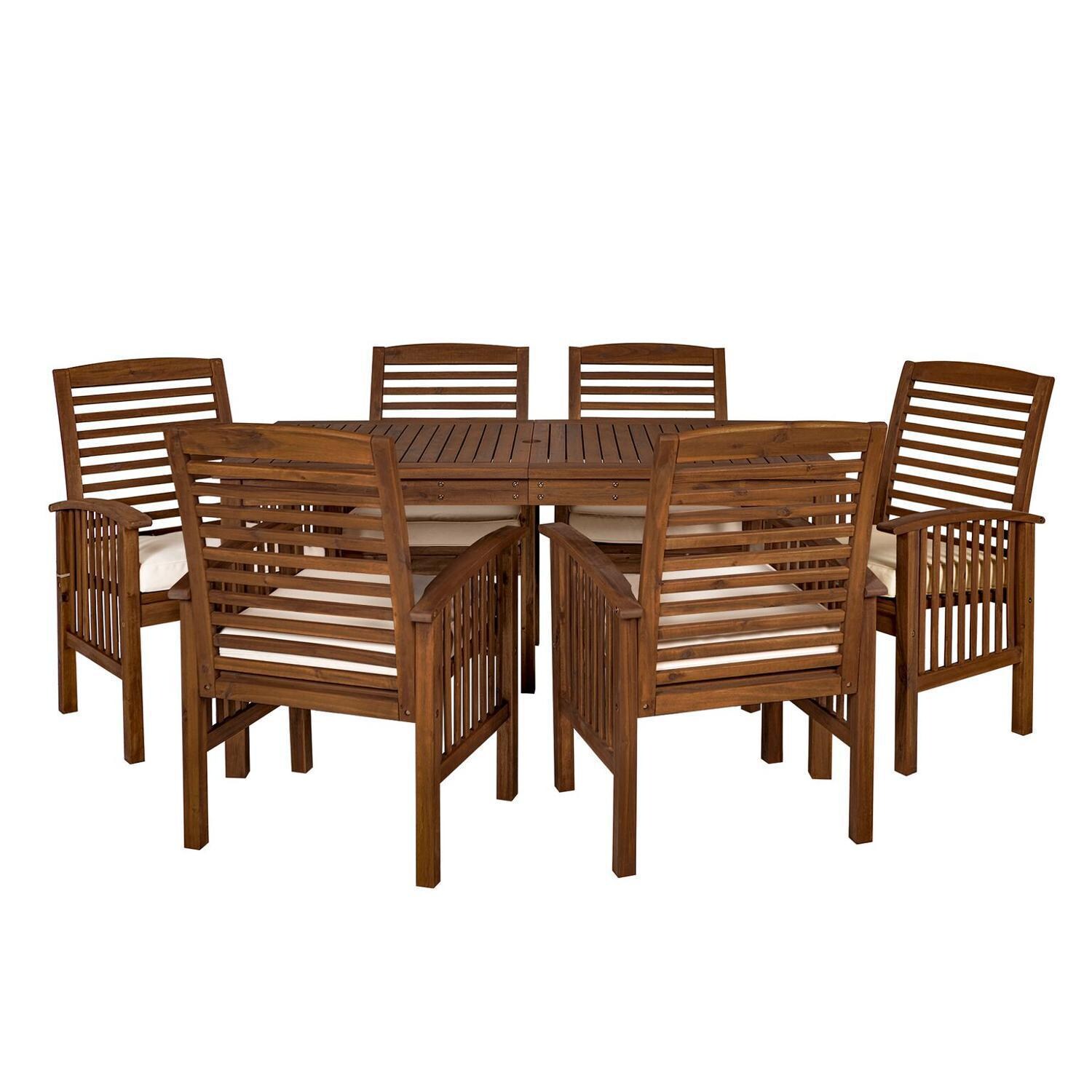 Ultimate Patio Horizon Way 7 Piece Dark Brown Acacia Patio Dining Set - Front View thumbnail
