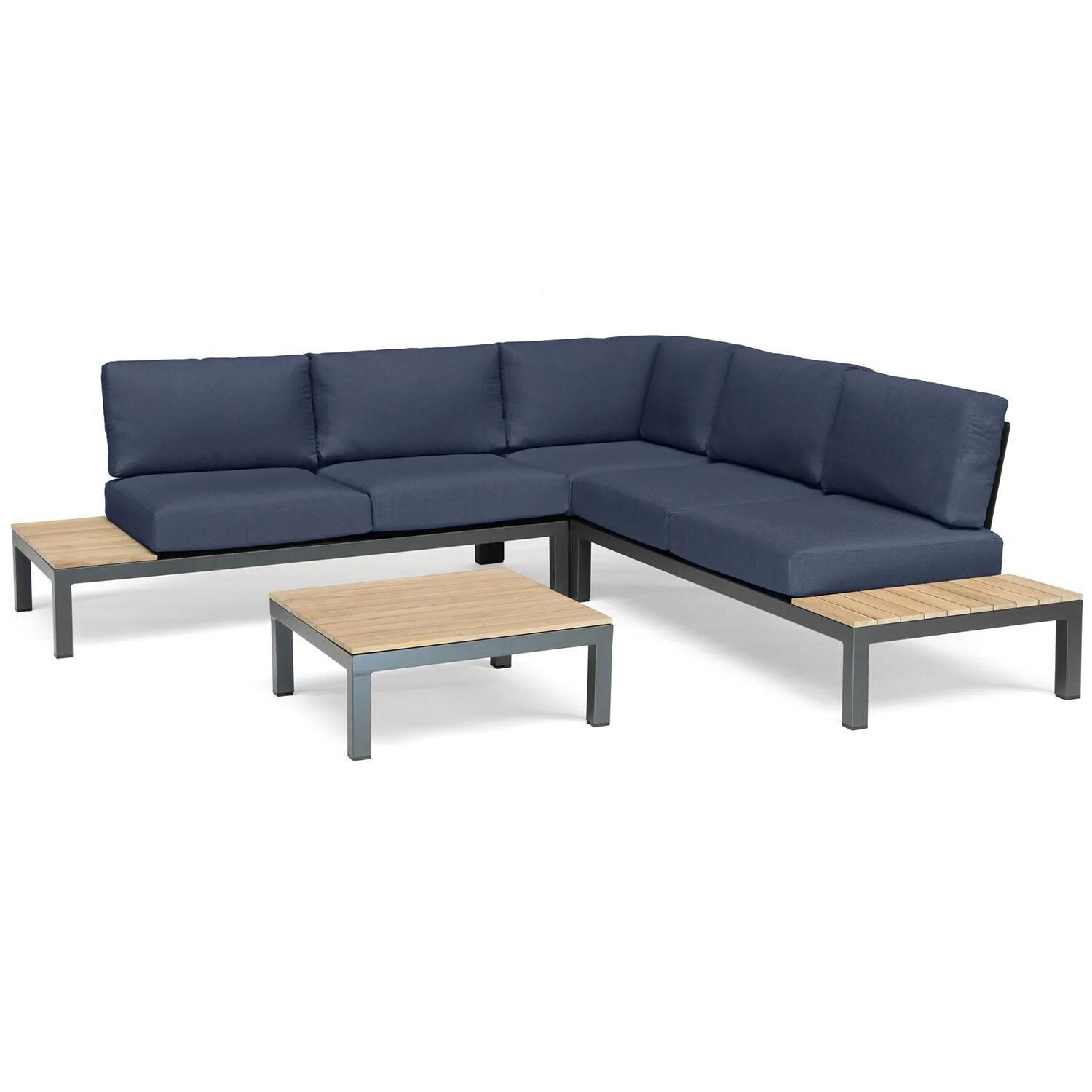 Elba 4 Pc Aluminum/Teak Corner Seating Set in Spectrum Indigo By KETTLER - Display - White Background thumbnail