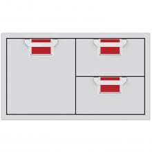 Aspire By Hestan 36-Inch Double Drawer And Single Storage Door Combo - Matador - AESDR36-RD image