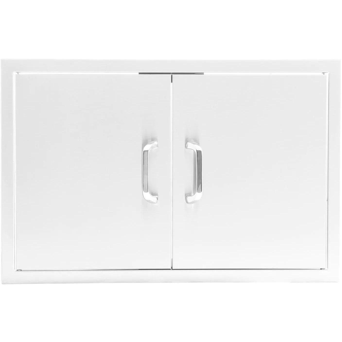 BBQGuys Signature 32-in Contempo/Traditional Stainless Steel Double Access Door - Traditional - White Background thumbnail