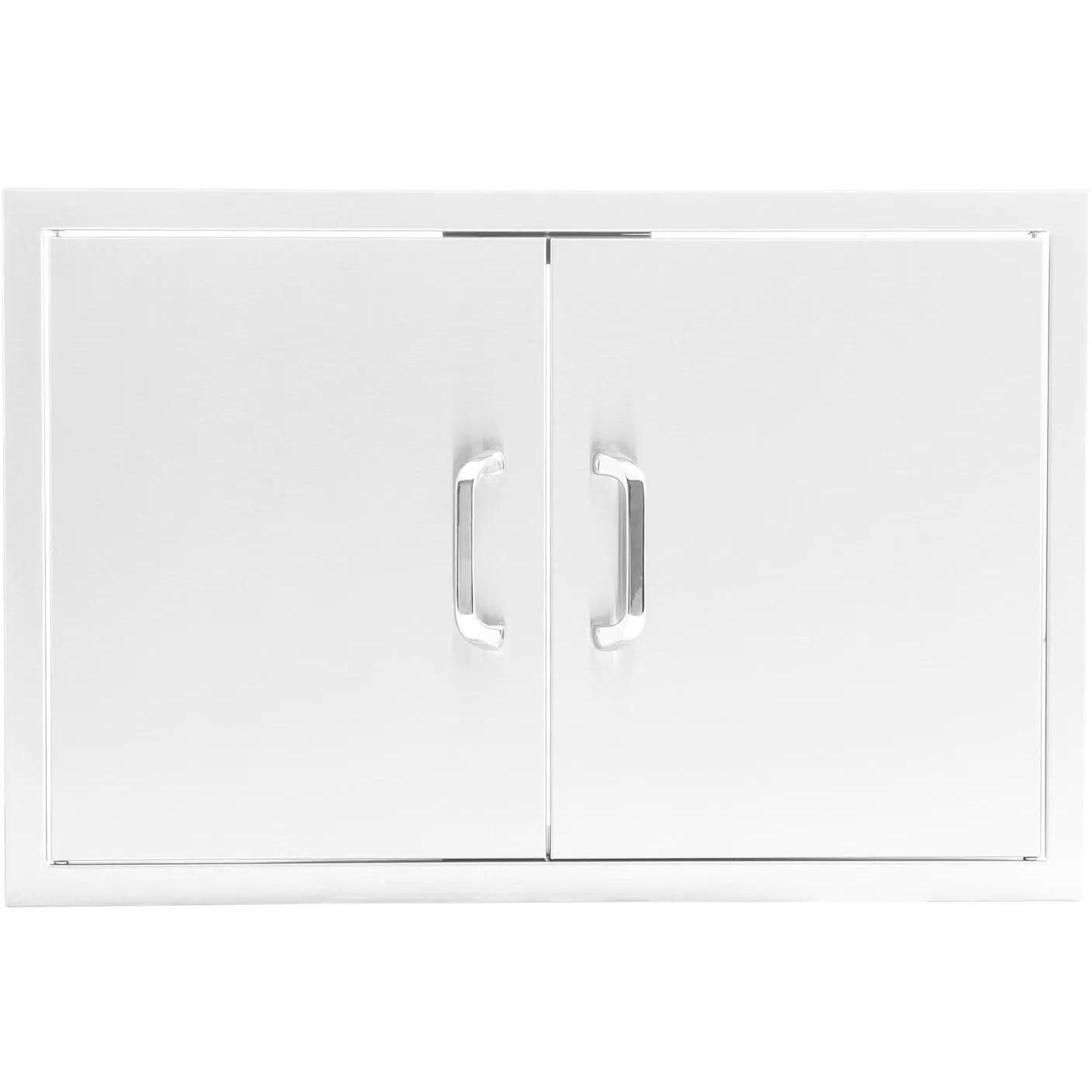 BBQGuys Signature 32-in Contempo/Traditional Stainless Steel Double Access Door - Traditional - White Background thumbnail