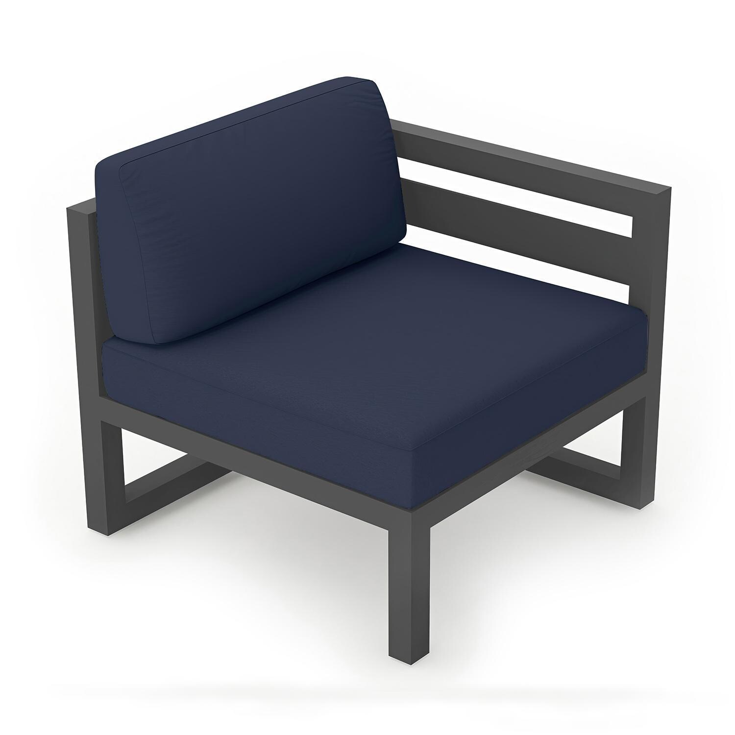 Misty Cove Right Arm Club Chair in Slate w/Spectrum Indigo Cushions by Lakeview- Top Angle View - White Background thumbnail