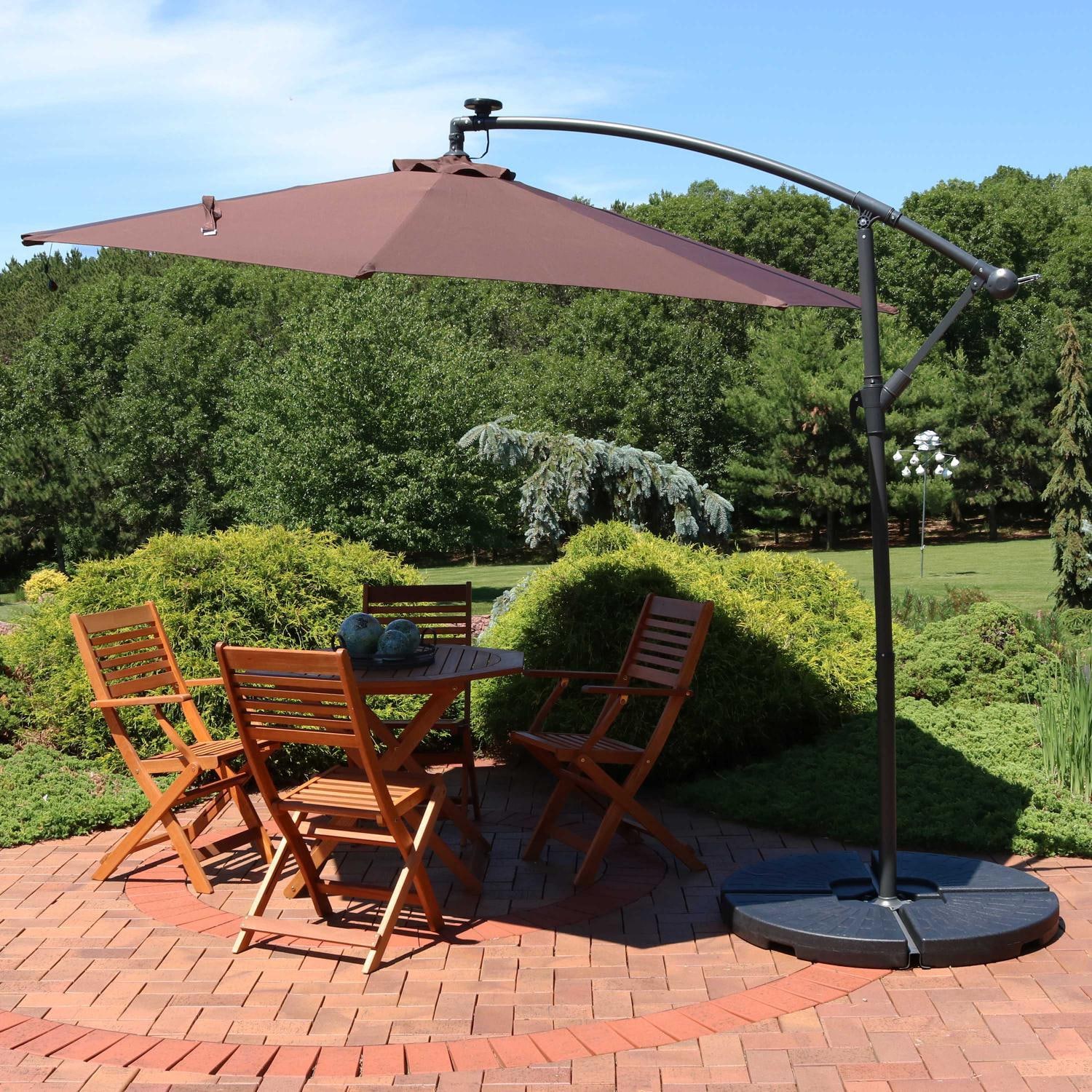 Ultimate Patio 10 Ft. Solar Lighted Octagonal Patio Cantilever Umbrella W/ Crank - Brown - Lifestyle View thumbnail