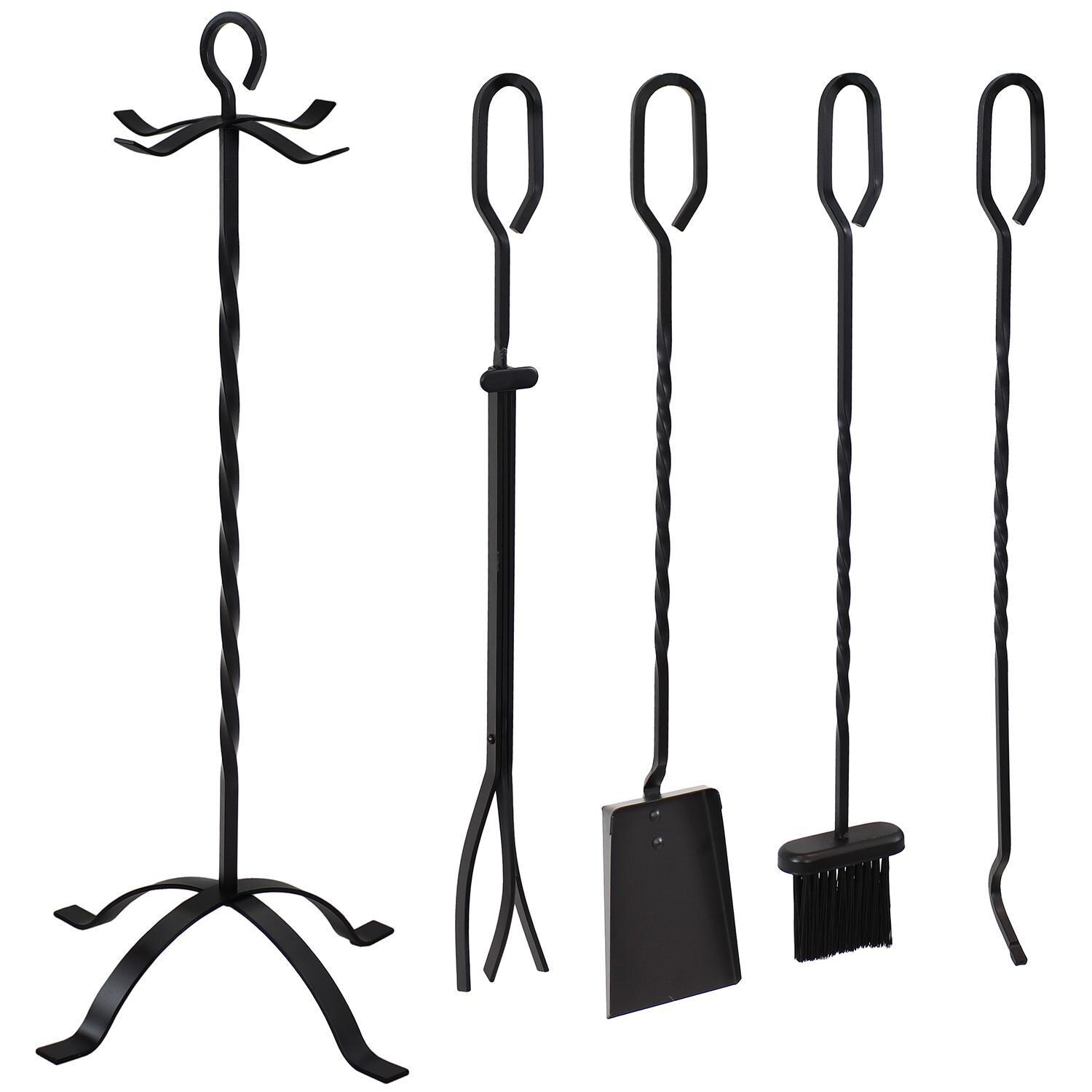 Ultimate Patio 5-Piece Steel Fireplace Tool Set w/ Stand