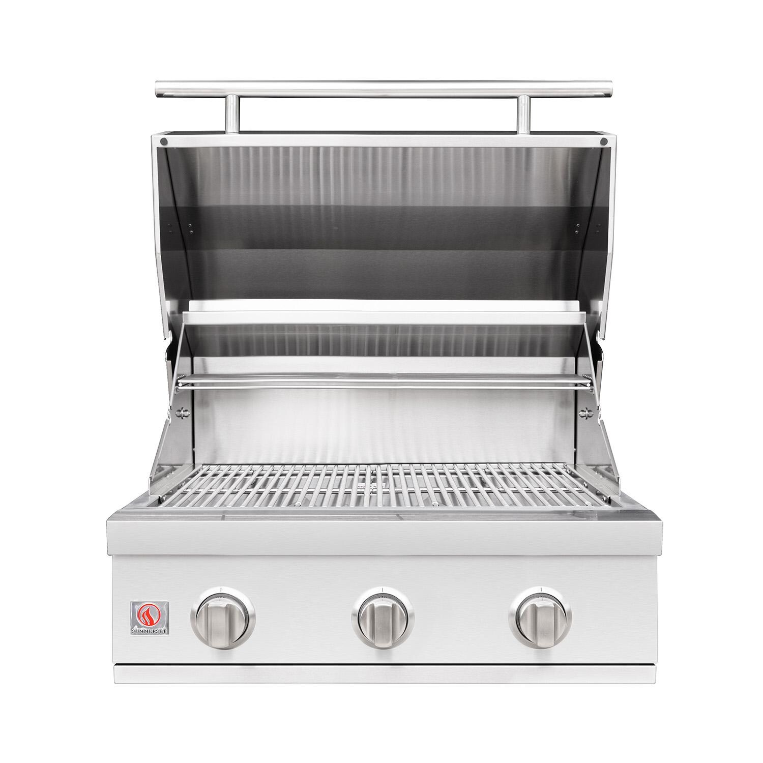 Summerset SIZ25-NG Sizzler 25-in 3 Burner Built-In Natural Gas Grill - Open - White Background thumbnail