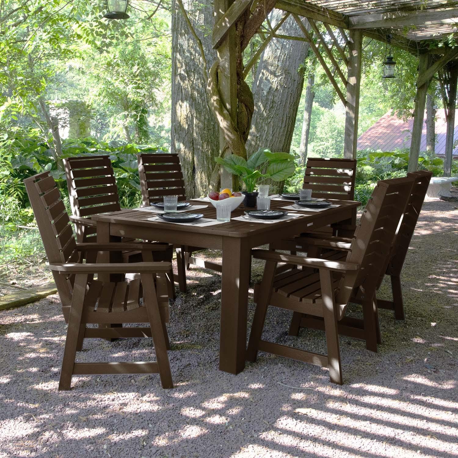 Lakeview Outdoor Designs Elm Pointe 7 Pc Recycled Plastic Rectangular Dining Set in Weathered Acorn by - LV-ST7WL1CO4AA-ACE