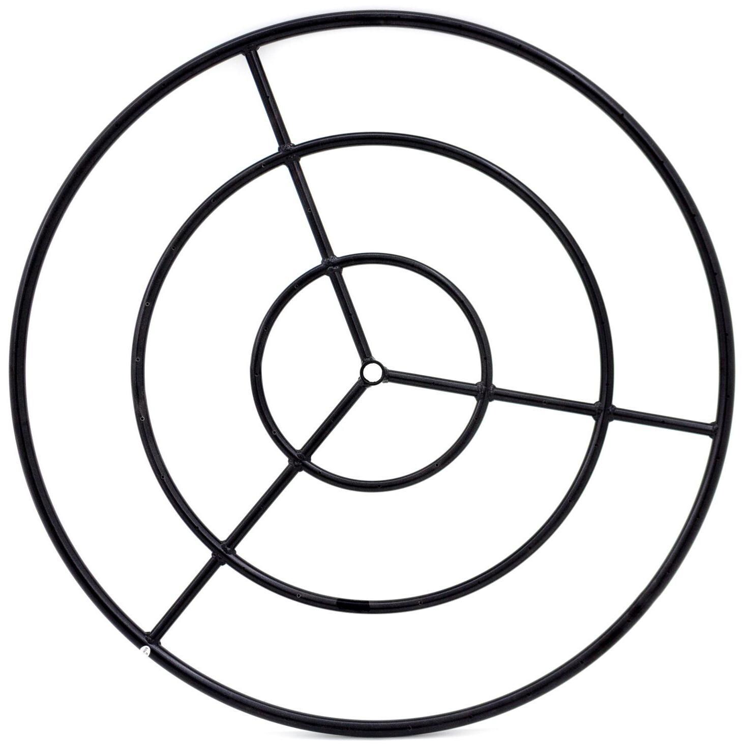  BBQGuys Signature Series 36-Inch Three-Spoke Round Triple-Ring Burner - Black - Top View thumbnail