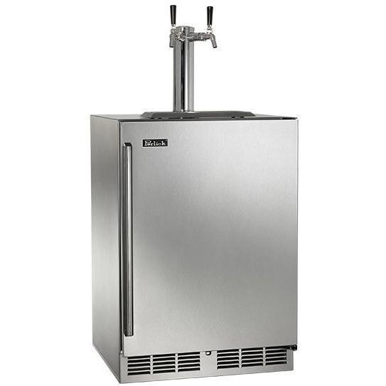 Perlick Signature Series 24Inch 5.2 Cu. Ft. Right Hinge Outdoor Rated Dual Tap Beer Dispenser