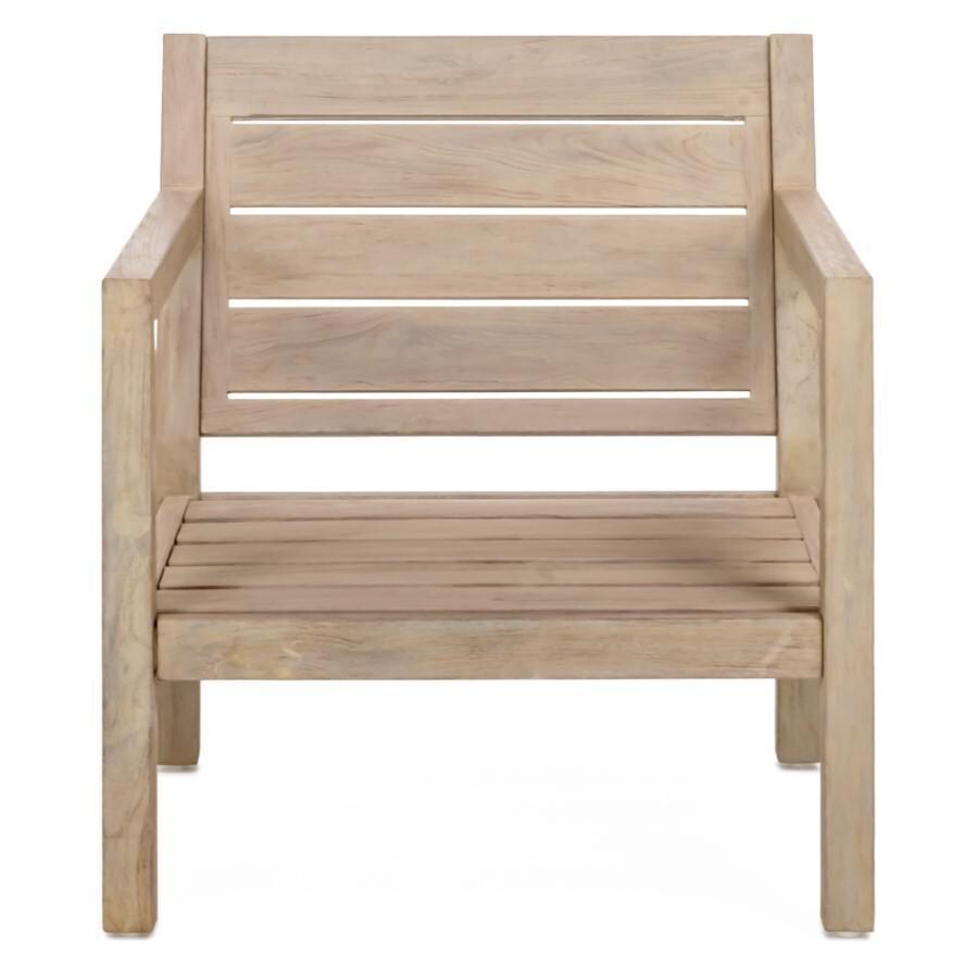 Teak + Table Monday Brushed Teak Patio Club Chair in Natural - Frame Front - White Background thumbnail