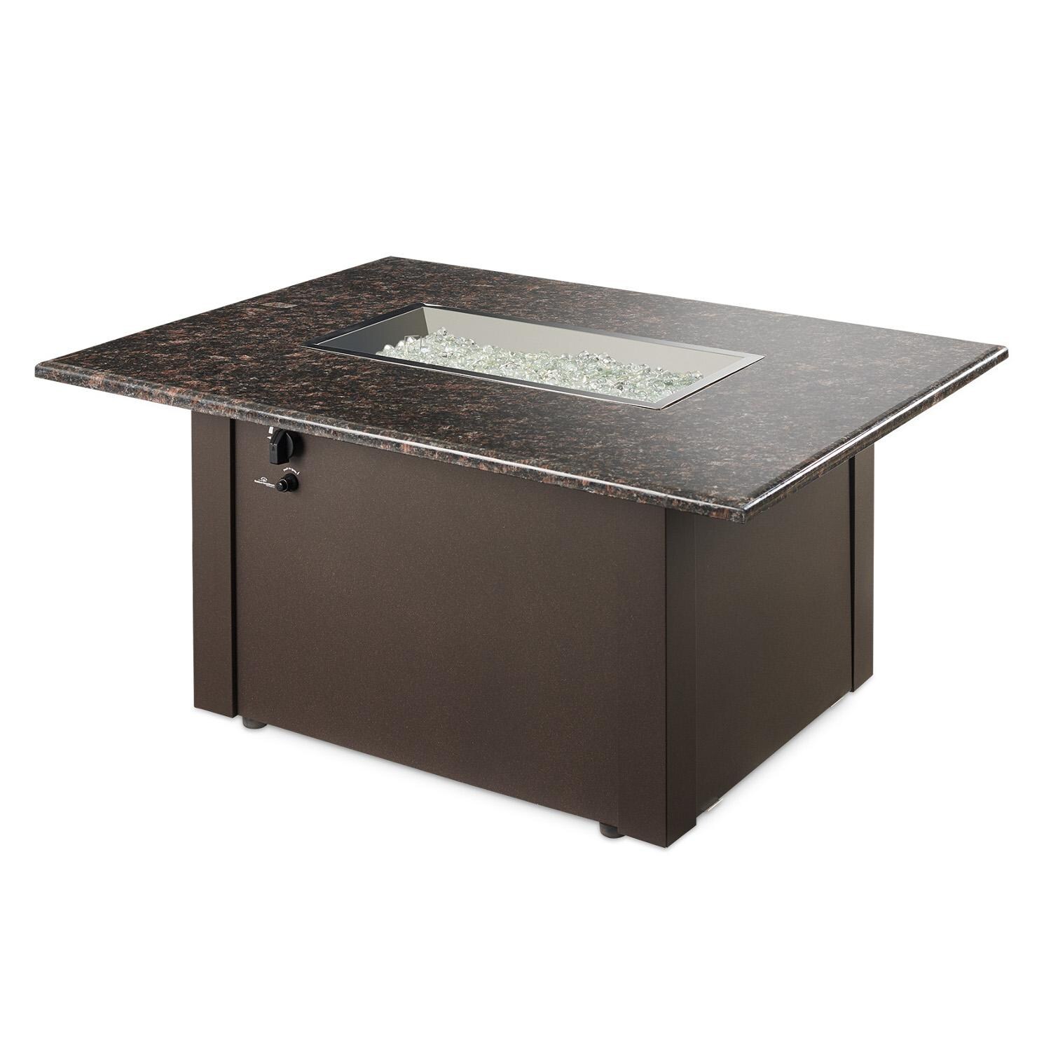 The Outdoor GreatRoom Company Grandstone Rectangular Gas Fire Pit Table - British Brown - No Flame thumbnail