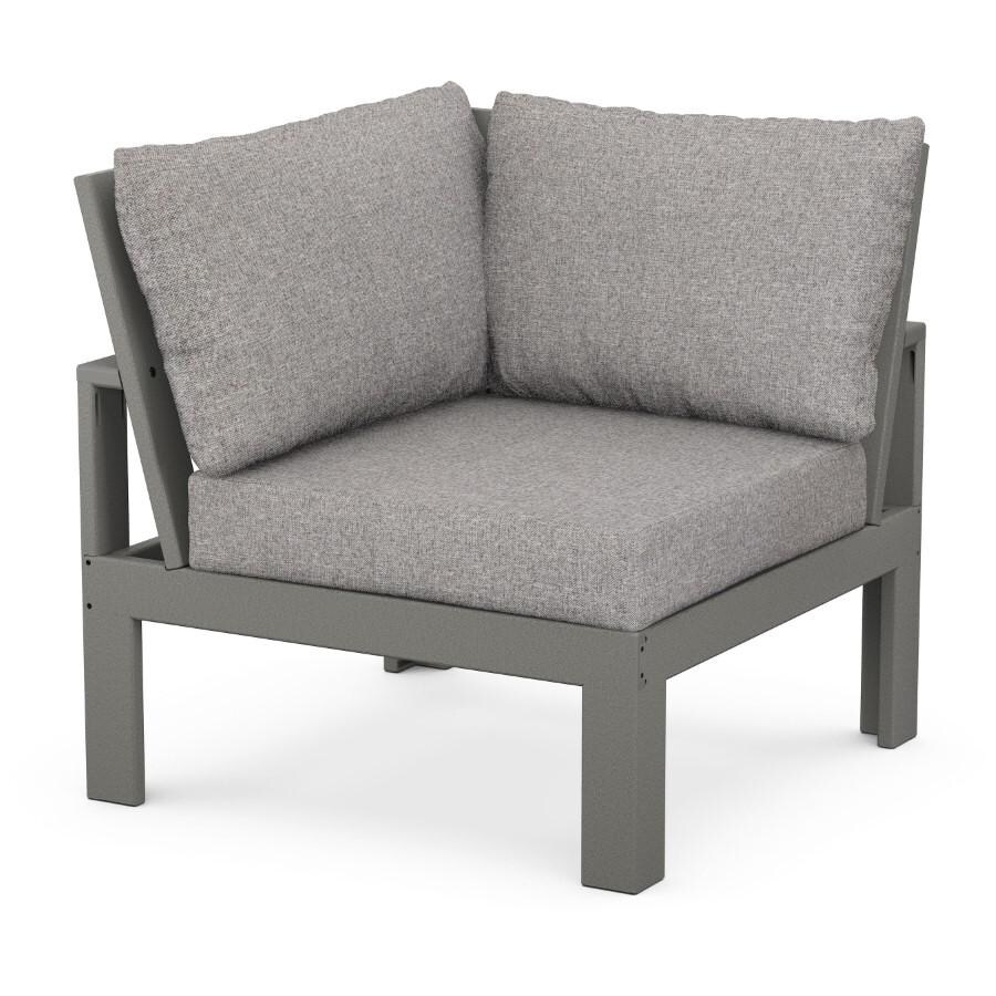 EDGE Recycled Plastic Sectional Corner Club Chair in Black/Gray Mist by POLYWOOD