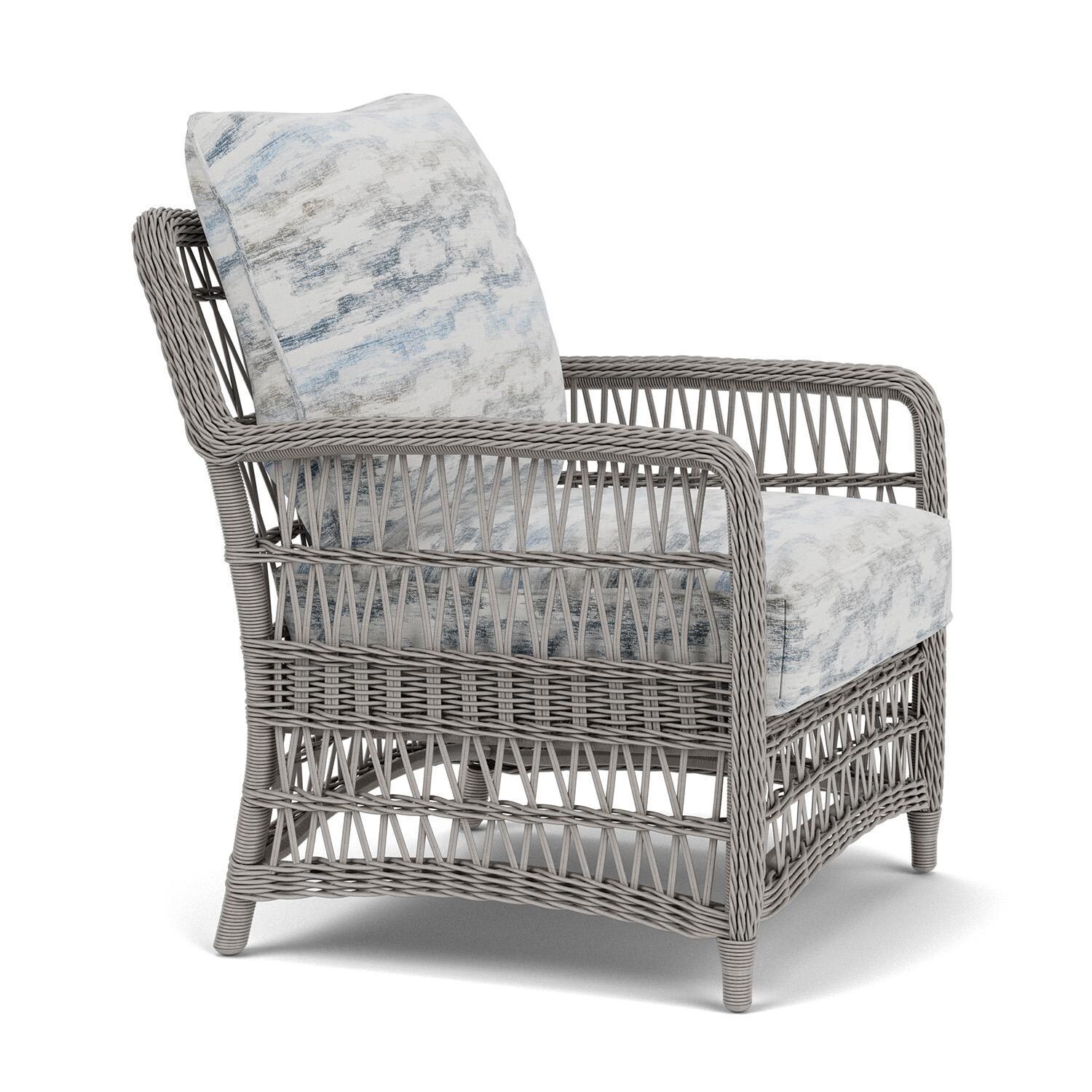 Lloyd Flanders Mackinac Lounge Chair in Putty Finish with Stratosphere Cloud Fabric - Right Side thumbnail
