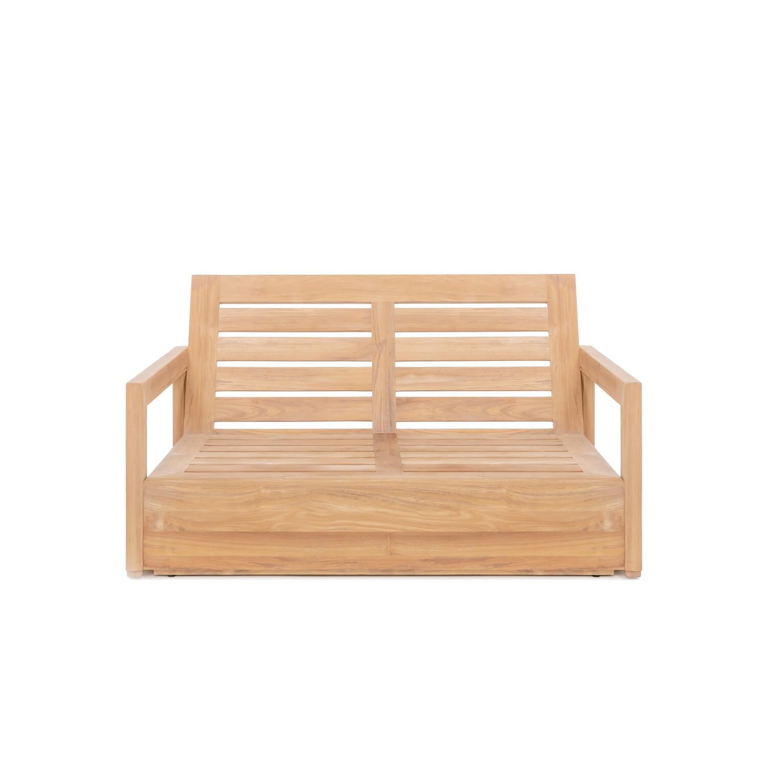 Teak + Table Relax Loveseat in Carbon - Front View Less Cushions - White Background thumbnail