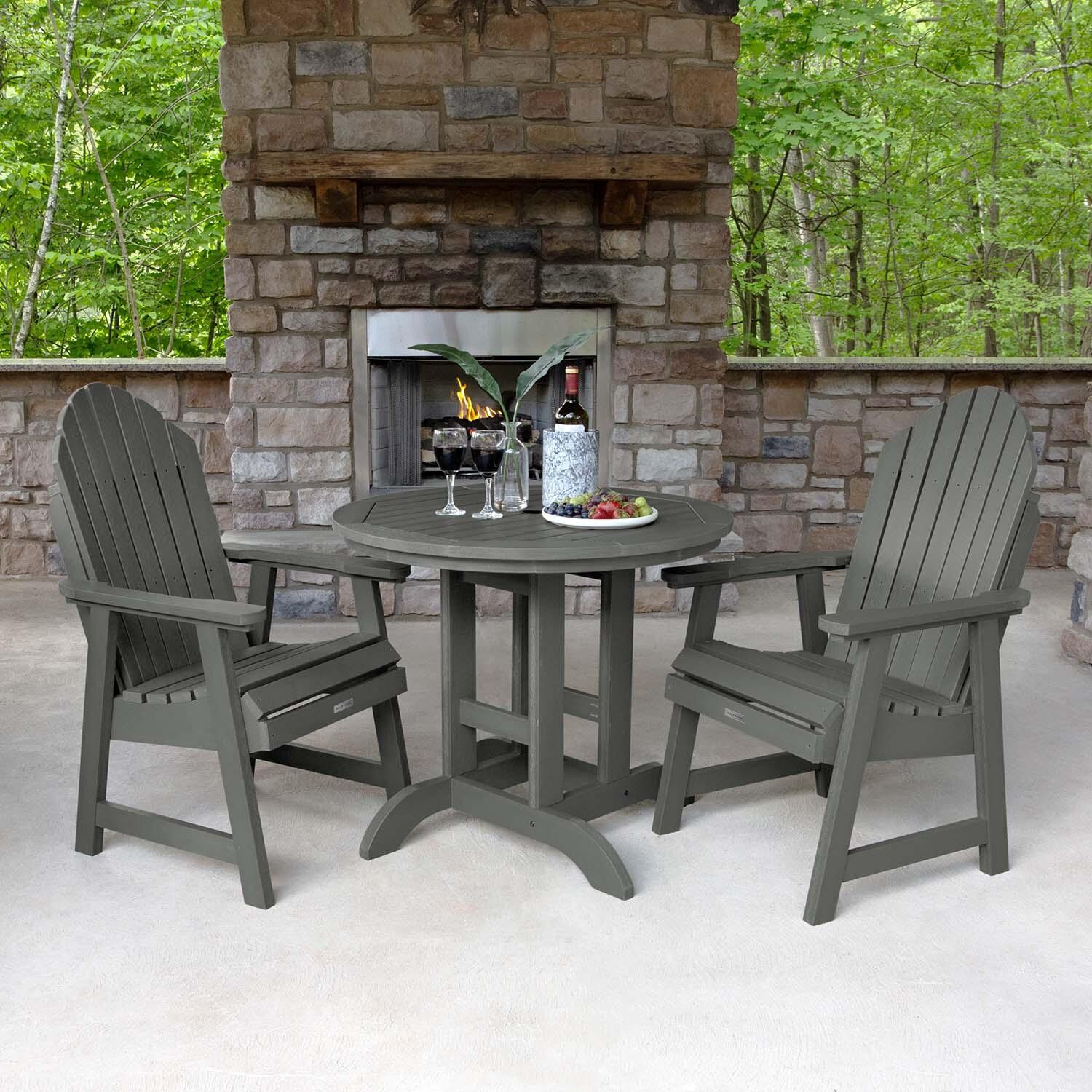Dream Bay 3 Pc Recycled Plastic Round Dining Set in Coastal Teak By Lakeview Outdoor Designs - Lifestyle thumbnail