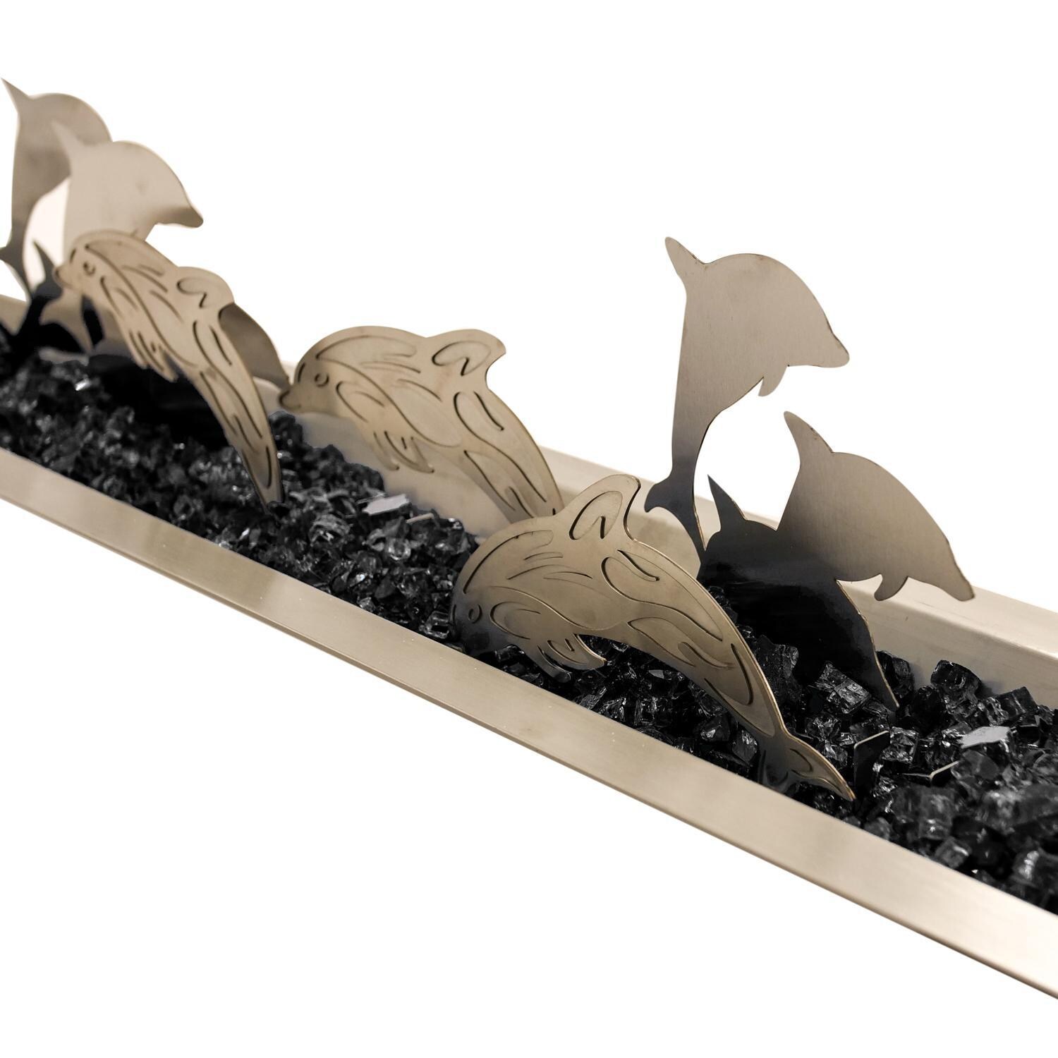 BBQGuys Signature Series 72-Inch Linear Drop-In Fire Pit Pan - Dolphin Seascape - Detail thumbnail