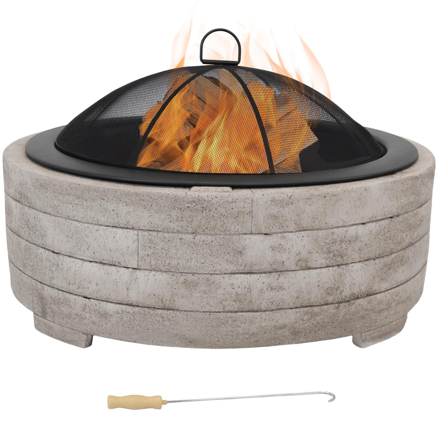 Ultimate Patio 36-Inch Concrete Faux Stone Wood Burning Fire Pit - In Use thumbnail