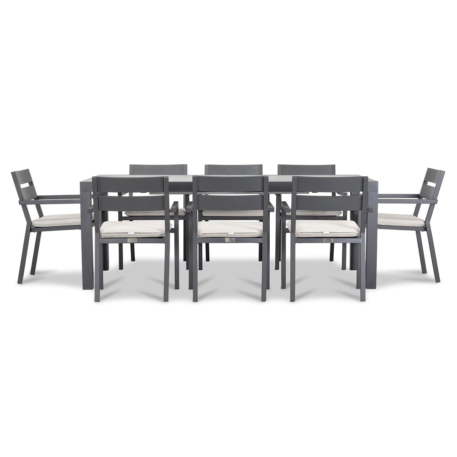 Calm Bay 9 Pc Extendable Dining Set in Slate/Concrete/Canvas Natural by Lakeview - White Background 3 thumbnail