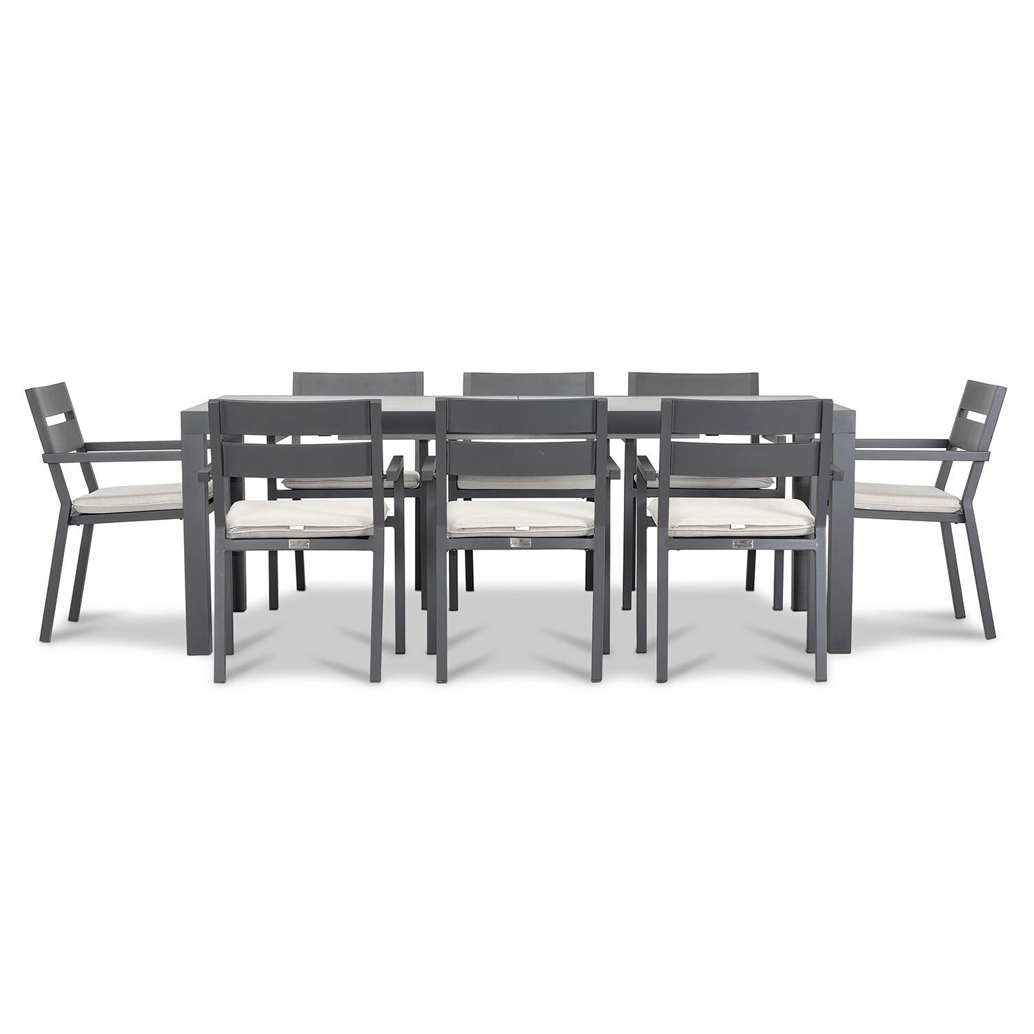 Calm Bay 9 Pc Extendable Dining Set in Slate/Concrete/Canvas Natural by Lakeview - White Background 3 thumbnail