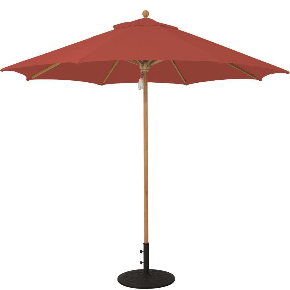 Galtech 9 Ft. Octagonal Wood Patio Umbrella W/ Pulley Lift - Teak Frame W/ Henna Sunbrella Fabric (Umbrella Base Not Included) thumbnail