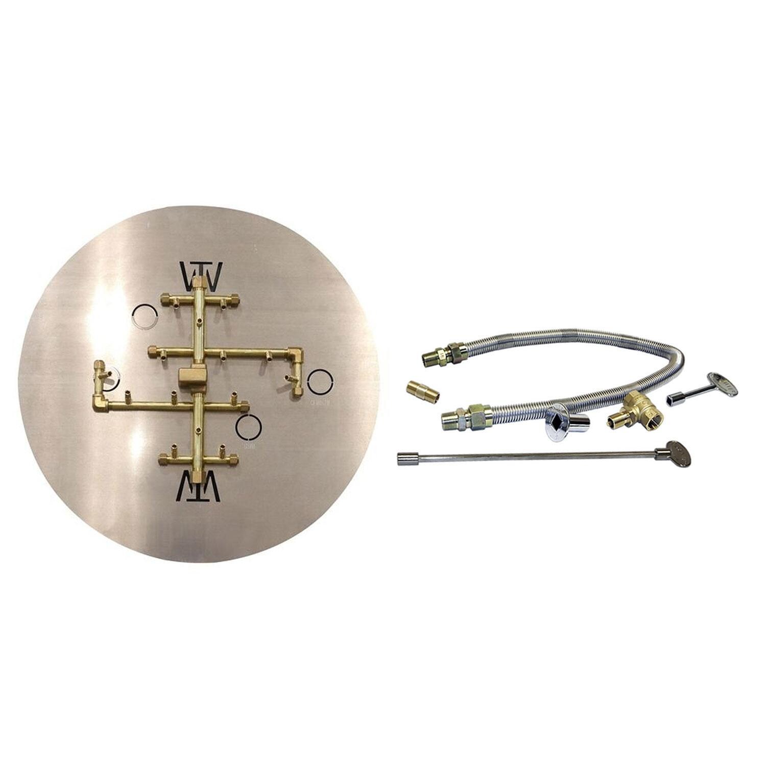 Warming Trends 13 1/2 X 13 1/2 CROSSFIRE Brass Natural Gas/Propane Burner w/ 30-in Circular Plate & Flex Line Kit