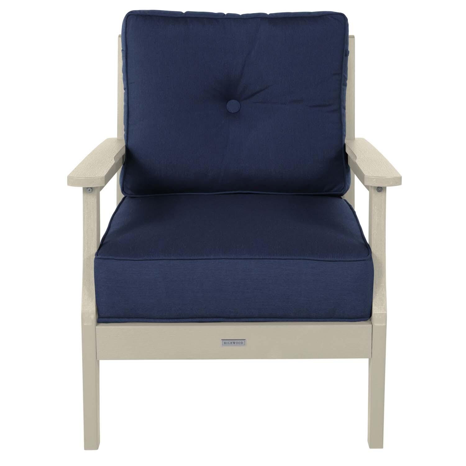 Blushing Bay Recycled Plastic Club Chair in Spectrum Indigo/Whitewash by Lakeview Outdoor Designs - White Background thumbnail