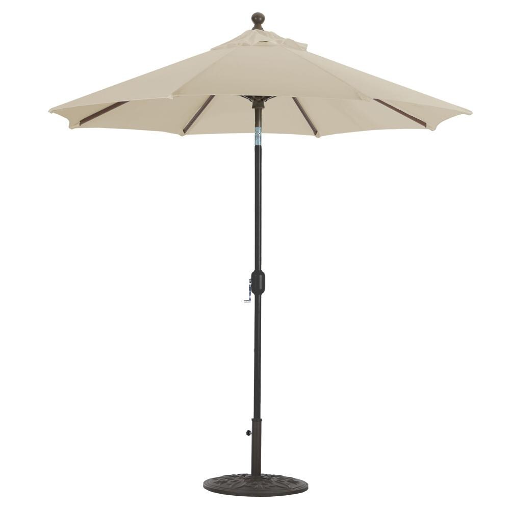 Galtech 7.5 Ft. Octagonal Aluminum Patio Market Umbrella W/ Crank Lift And Deluxe Auto Tilt - Black Frame W/ Sunbrella Canvas Antique Beige Canopy