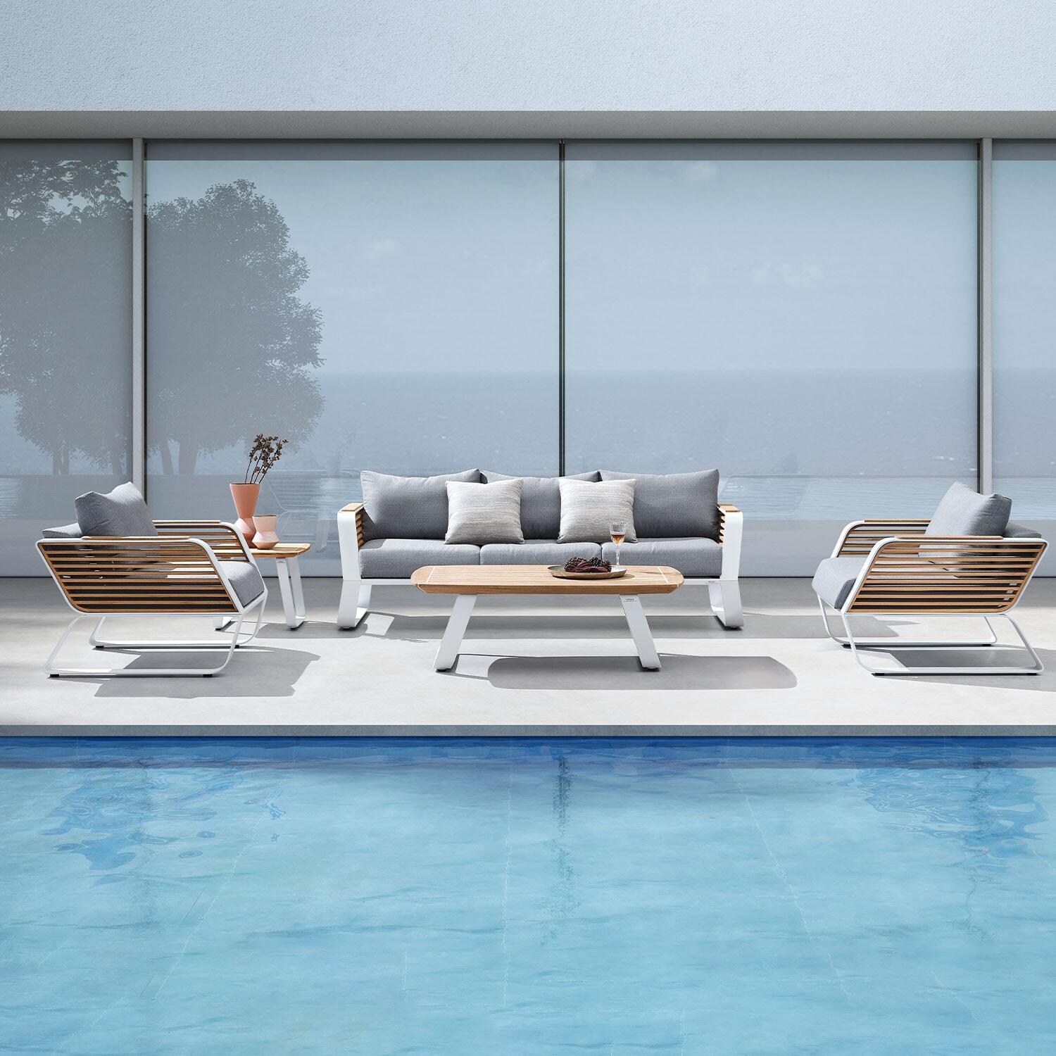 Wing 4 Pc Aluminum Seating Set in Black by HIGOLD