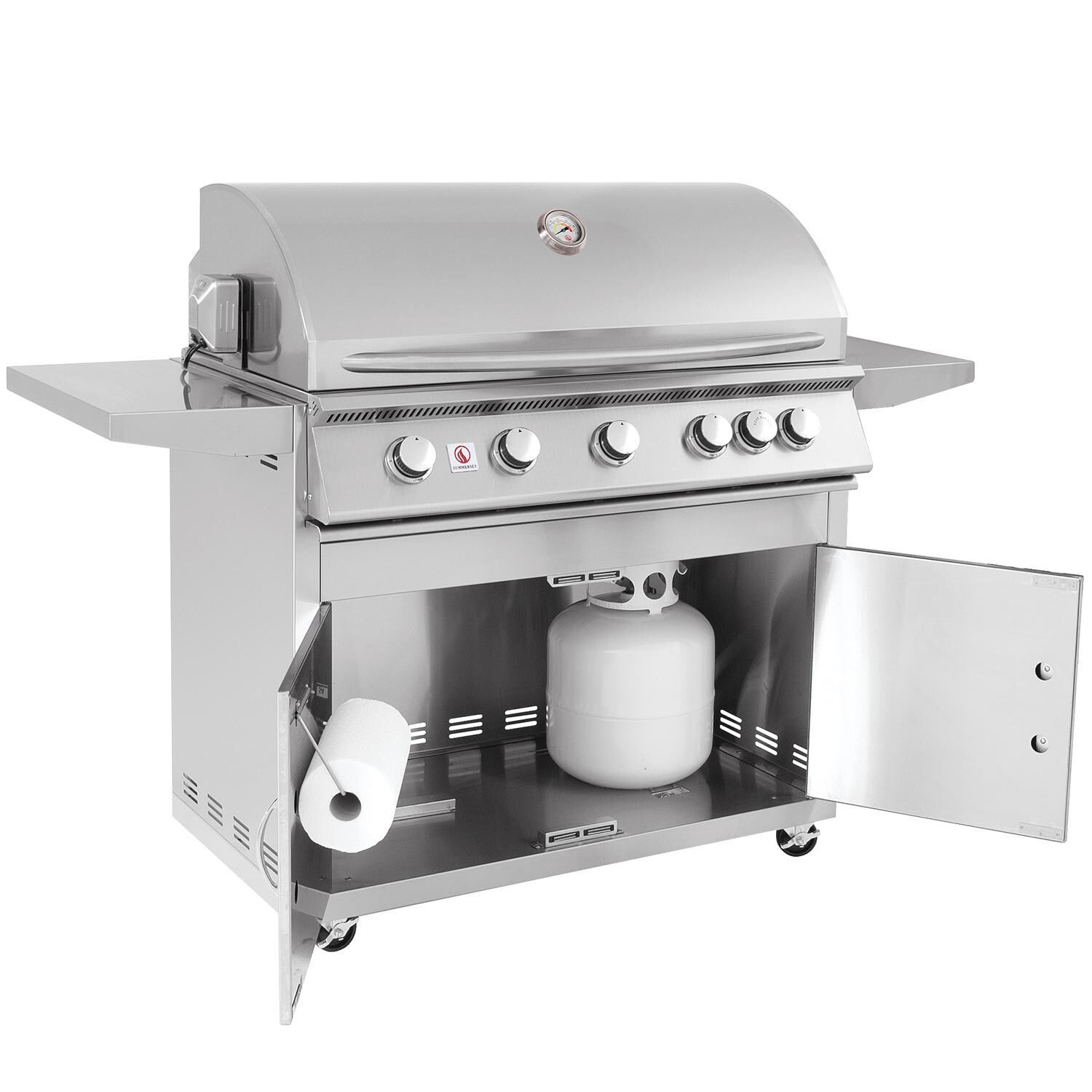 Summerset SIZ40-LP Sizzler 40-Inch 5-Burner Propane Grill With Rear Infrared Burner - Doors Open thumbnail