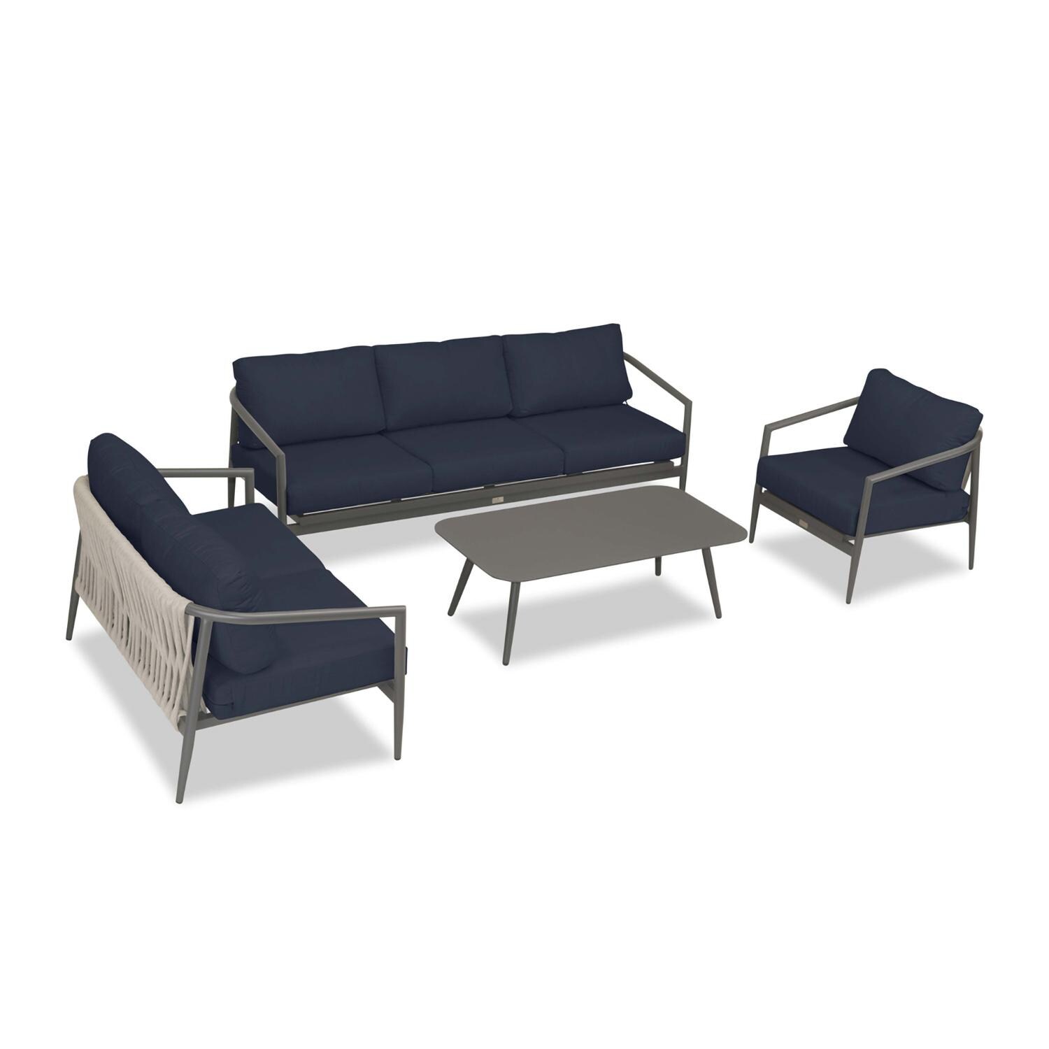 Lakeview Midnight Cove 4 Pc Aluminum Sofa Loveseat Seating Set in Slate/Pebble Gray/Spectrum Indigo - Top - White Background thumbnail