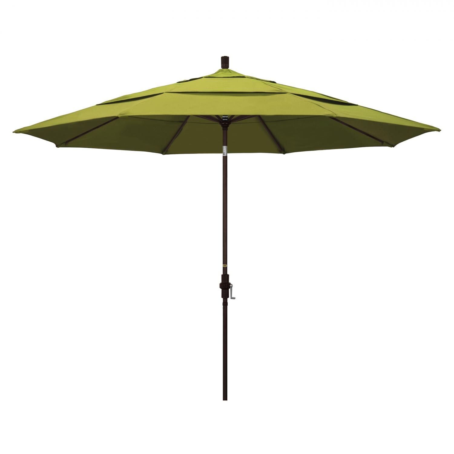 California Umbrella 11 Ft Octagonal Aluminum Collar Tilt Patio Umbrella W/ Crank Lift & Aluminum Ribs - Bronze Frame / Olefin Kiwi Canopy thumbnail