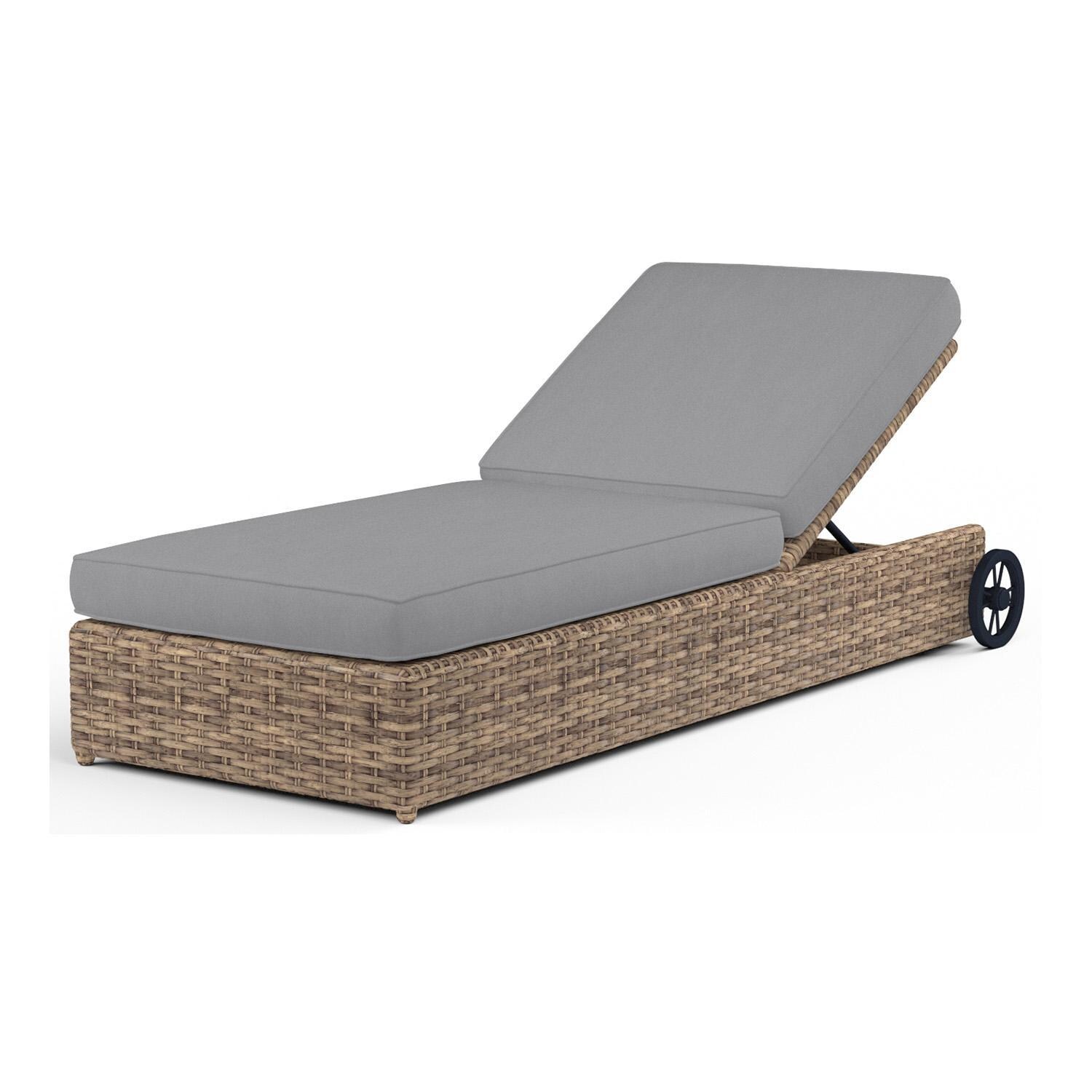 Havana Wicker Chaise Lounge Reclining in Tobacco/Canvas Granite by Sunset West - White Background thumbnail