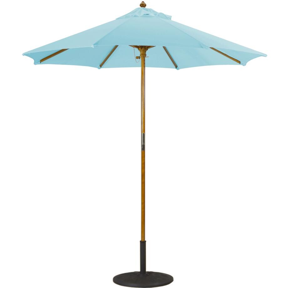 Galtech 7.5 Ft. Octagonal Wood Patio Umbrella W/ Manual Lift - Light Wood Frame W/ Air Blue Sunbrella Fabric (Umbrella Base Not Included) thumbnail