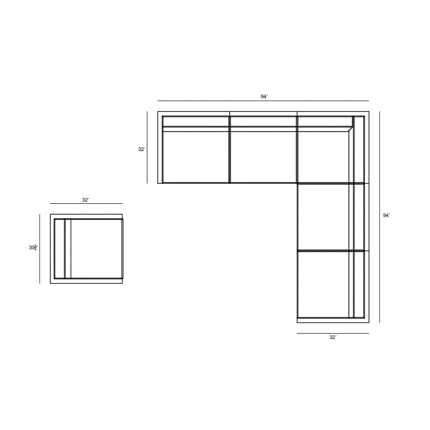 Misty Cove 6 Pc Aluminum Sectional Seating Set w/ Swivel Chairs in Black/Canvas Natural by Lakeview Outdoor Designs - Top View - Dimensional thumbnail