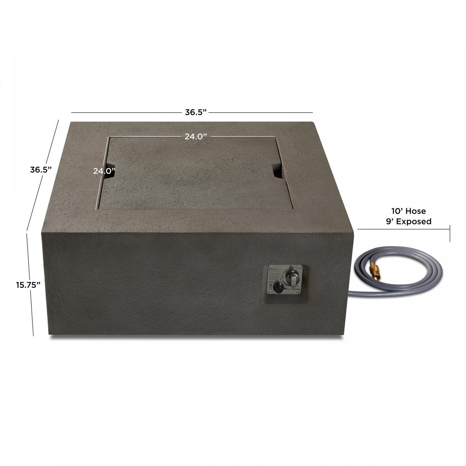 Lakeview Outdoor Designs SC-9720NG-GLG Villa Flora 36-Inch Square Natural Gas Fire Pit Table - Glacier Gray - Dimensions thumbnail