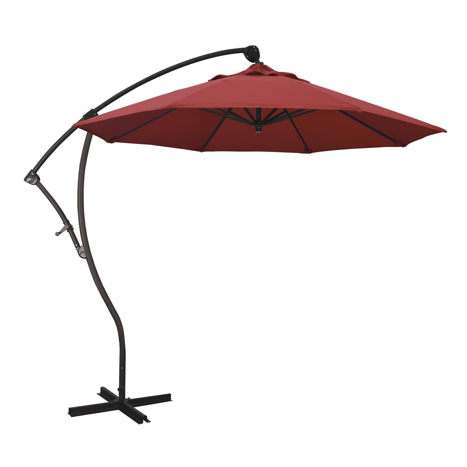 California Umbrella 9 Ft Octagonal Aluminum 2-Way Tilt Cantilever Patio Umbrella W/ Crank Lift & Aluminum Ribs - Bronze Frame / Olefin Red Canopy thumbnail