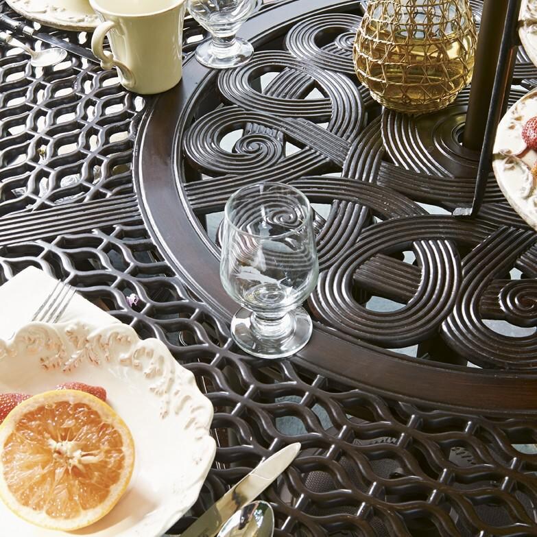 Tommy Bahama 3235-875 Black Sands Aluminum Patio 54 Inch Dining Table w/ Cast Aluminum Top - Top Detail thumbnail