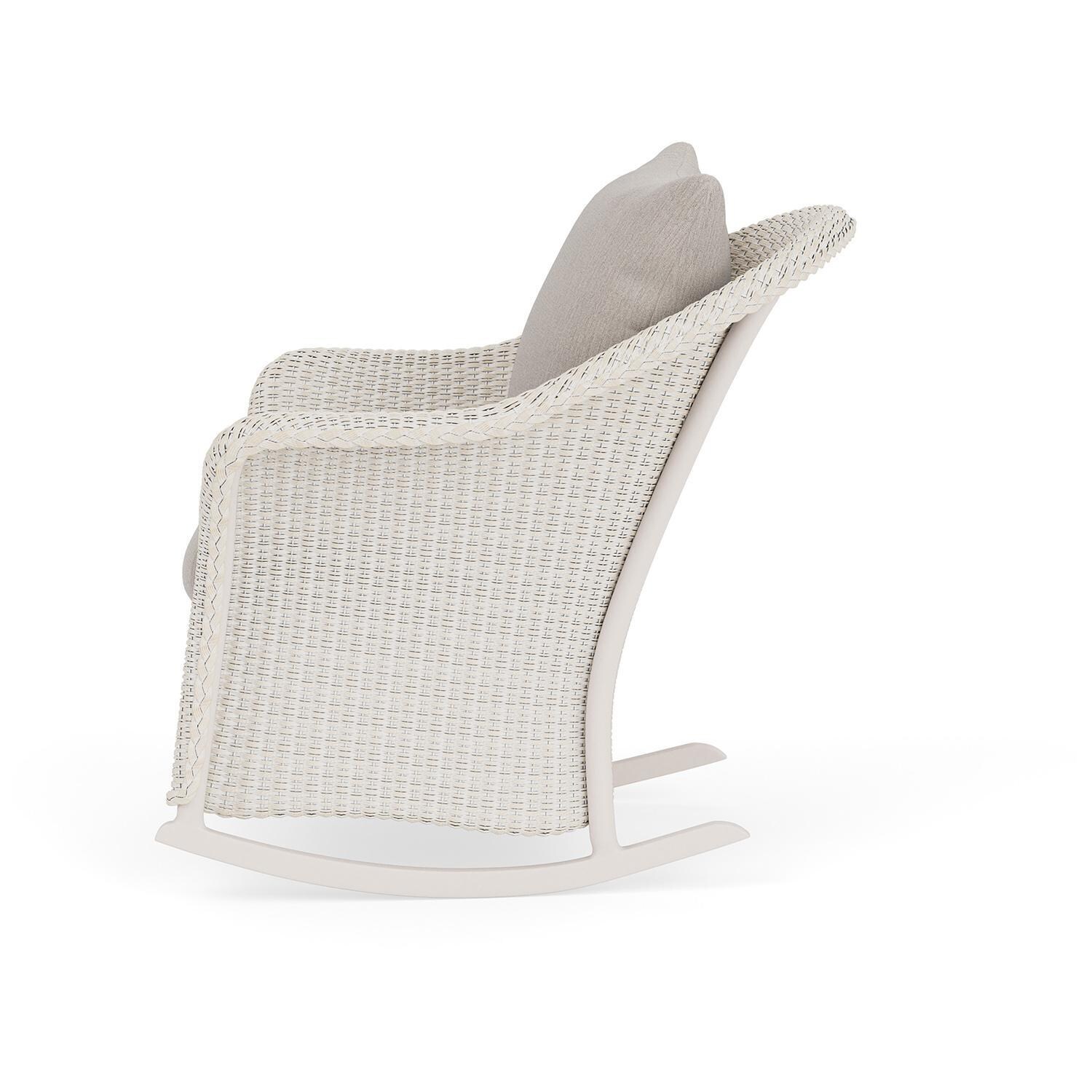 Lloyd Flanders Weekend Retreat Lounge Rocker in Antique White Finish W/ Remy Cloud Fabric - Side thumbnail