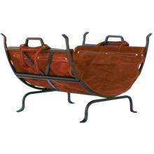 UniFlame Olde World Iron Log Rack With Suede Leather Carrier - W-1189 image