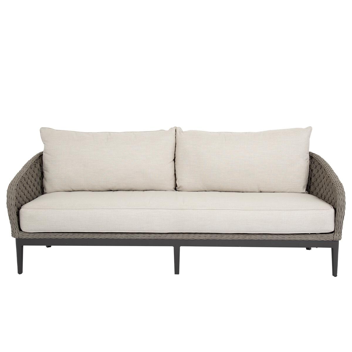Sunset West - 4501-23-57005 - Marbella Rope & Aluminum Patio Sofa W/ Sunbrella Echo Ash Cushions - Front View thumbnail