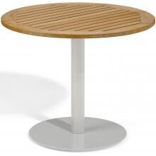 Travira 36 Inch Round Patio Bistro Table W/ Tekwood Natural Top By Oxford Garden