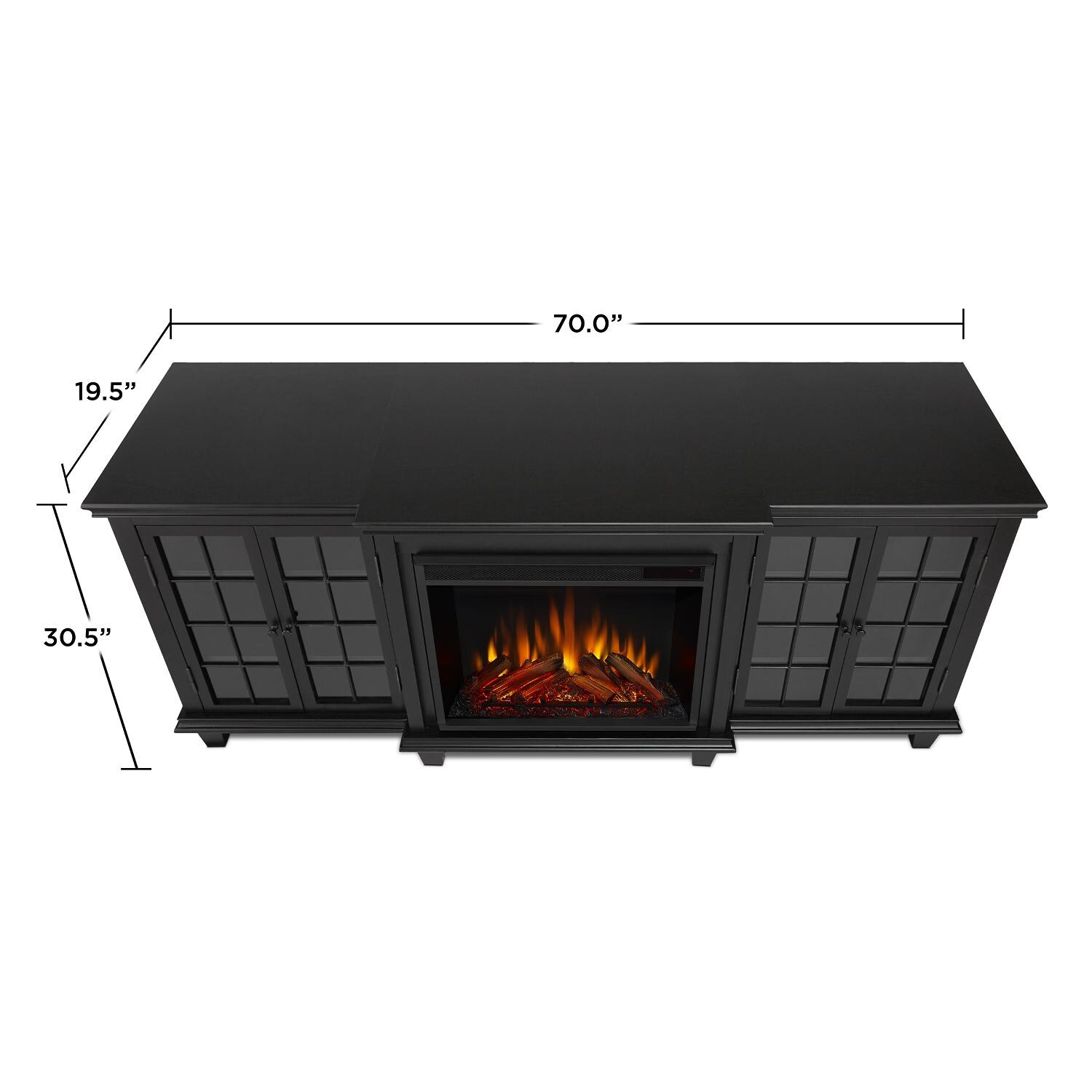 Real Flame - 2770E-BK - Marlowe 70-Inch Electric Fireplace Entertainment Center - Black - Overall Dimensions thumbnail