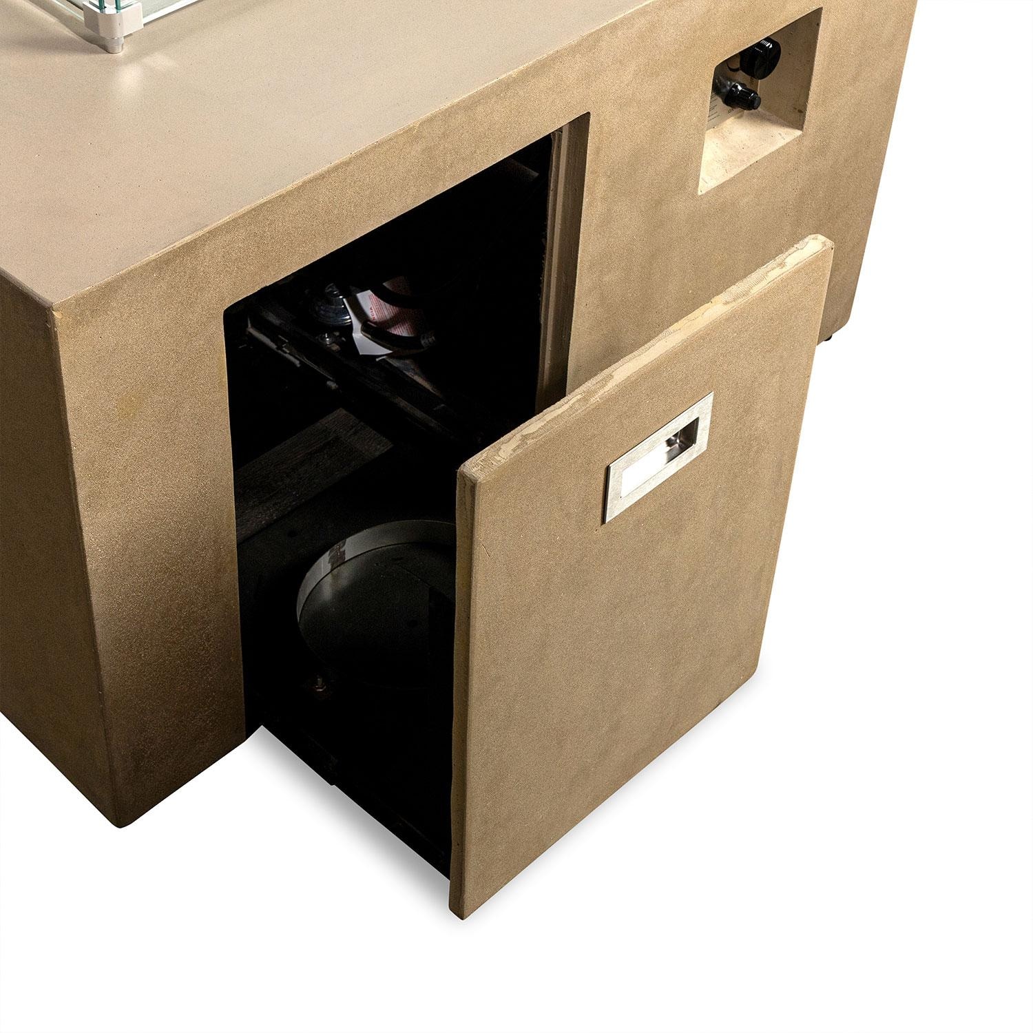 Glenwood 42-in Square Concrete Propane Fire Pit w/ Hidden Propane Tank in Sand by Lakeview Outdoor Designs - Hidden Propane Tank - Detail thumbnail